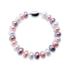 Braccialetti di perle di pane sterling alla moda di braccialetti di braccialetti perle per le donne, lunghezza di 89 mm, mix di viola rosa bianco