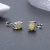 Örhängen söta 925 sterling silver fyra klo oval rund naturlig opal 5x7mm ägg studörhängen för kvinnor flickor smycken orecchini aretes