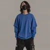 Erkek Tişörtler Unisex Hip-Hop Uzun Kollu Sahte İki Parçalı T-Shirt Erkekler Gevşek Japon Yaz Sokağı Giyim Harajuku Üstü Büyük Boy J240221