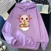 Tröjor söta axolotl älskare anime japansk mat hoodie klassiska hoodies estetiska kläder kvinnor vår/höst tröja kawaii sudaderas