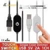 Styrenheter 2A 5V USB Touch Dimning Switch Cable 1.5m 2.0A till 2 Wire Output 5- Dimmer Controller för LED-lampor med en kanal