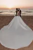 Zomer ivoor Saoedi -Arabisch Dubai moderne backless jurken sexy een schouder pailletten lange trein trouwjurk bc5617