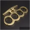 Pirinç Mafsallar Çapraz Metal Knuckle Duster Dört Parmak Tiger Yumruk Dış Mekan Güvenlik Savunma Halkası Kendini Savunma EDC Aracı Dam Dhzq8