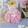 Decorative Flowers Wreaths Wedding Favors Ring Pillow With Transprent Box Heart Design Rhinestone Decor Cushion Decoration Proposa Dhcfv