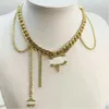 Simple Fashion 18K Gold Plated Luxury Brand Designer Pendants Necklaces Crystal Pearl Letter Choker Pendant Necklace Sweater Chain Jewelry Accessories