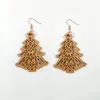 Dangle Earrings Women Wooden Hollow Christmas Tree Ladies Lucky Life Trees Girl Statement Party Earwear Wood Jewelry Accessories