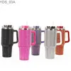 Water Bottles 40oz Stainless Steel Rhinestone Tumblers Bling Big Mugs With Strong Handle Straw Thermos Bottle Caixa Termica Valentines Gift YQ240221