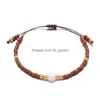 Kedja ny handgjorda colorf pärlor flätade armband för kvinnor flickor bohemia elastisk naturlig pärla charm Bangle trendiga smycken dhgarden dholr