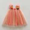 Flicka klänningar sommar prinsessa flickor tyll super fairy rainbow blomma party tutu klänning barn mesh puffy födelsedag vestidos kläder