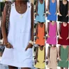 基本的なカジュアルドレス夏のドレスコットンリネンファッション服女性服のストリートウェアカジュアルビンテージエレガントY2K女性のための新しいT240221