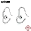 Örhängen Wostu Real 925 Sterling Silver Heart Shape Ear Studs Trendy Earring Stud for Women Ladies Girls Party SMEEXE