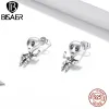 Boucles d'oreilles Bisaer boucles d'oreilles 925 en argent Sterling crâne boucles d'oreilles CZ pour femmes filles cadeau déclaration bijoux ECE1110