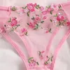 Sutiãs conjuntos lingerie sexy floral bordado roupa interior transparente renda curta pele delicada fada mulher sutiã e calcinha conjunto