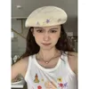 Berets INS Cute Pentagram Rhinestone Pin Beret Women's Summer Japanese Face Show Small Bud Hat Versatile Painter Boina Gorras Para