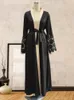 Abbigliamento etnico Eid Abaya musulmano per le donne Party Abaya Marocco Caftano Ramadan Lace-up Manica in pizzo Islam Dubai Arabo Abito lungo 2024 Cardigan