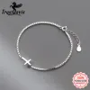 Bangles Trustdavis 925 Solid Sterling Silver Womens Luxury Cross Armband For Women Män Daugther Födelsedag Fina S925 SMYCKE SET DS3976