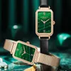 Retro Green Dial Vackra Womens Watch Quartz Stundents Watches Net Steel Belt och äkta Leather Strap Speicial Design Delicate220b