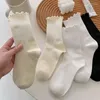 Women Socks 1/3/5pairs Cotton Ruffles Ankle Lolita Cute Kawaii Korean Stocking Girl Spring Black White Middle Tube Japanese Sox