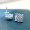 Stud Earrings MOXI Square Full Of Drill Studs Eight Hearts Arrows Carat Zircon For Women