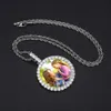 Memorial Picture Necklace Jewelry 42mm Real Gold Plated Brass AAAAA CZ Diamond Round Custom Photo Pendant With Chain