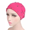 BERETS 2 PCS Silk Head Scarf Neckerchief Fashion Turban Hat Rivet Cap Chemotherapy Miss