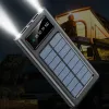Banks 200000Mah Solar Power Bank Build Cables Caricatore solare 2 Porte USB Caricatore esterno con luce a LED per Xiaomi iPhone 2023 Nuovo