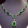 Necklaces Ruzzallati Lab Emerald Stone Banquet Necklace Sier Color Ladies Fashion Vintage Long Necklace Jewelry Party