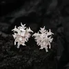Brincos barbatanas originais de luxo floco de neve s925 prata esterlina zircão brincos de cristal delicado piercing irregular orelha jóias finas