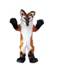 2024 Costumes de mascotte Animal Brown Husky Dog Fursuit Costume d'animal Tenues Adultes Femmes Hommes Dessin animé pour Carnaval Festival Robe commerciale
