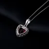 Halsband Potiy Heart Shape 3.6ct skapade Ruby Pendant Halsband Ingen kedja 925 Sterling Silver för kvinnor Dagliga bröllopsfestsmycken