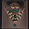 Biżuteria barokowa zielona kryształowe zestaw biżuterii ślubnej impreza tiary nożyce koronny