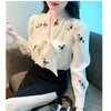 Women's Blouses Women Elegant Bowknot Chiffon Blouse Fashion White Business Casual Office Lady Shirts Puff Long Sleeve Loose Tops Blusas