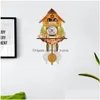 Wall Clocks Creative Retro Cuckoo Clock Wooden Handmade Hanging Bird Call Time Bell Watch Timekee Drop Delivery Home Garden Decor Dh1E6