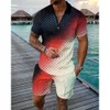 Męskie dresy męskie 2pcs Zestaw koszuli szorty mody swobodny garnitur Summer Est Est Est Lapel T-shirt T-shirt Man krótkie rękawki M-7xlmen's Men 'Bawei963