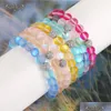 Pärlstav 2021 kvinnor män mode naturliga flash sten pärlsträngar armband 8mm 6mm polska frostade colorf kristall glaspärlor dhgarder dhisy