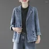 Women's Jackets 2024 Spring Autumn Vintage Suit Women Jeans Jacket Casual Tops Loose Short Denim Outwear Female Cowboy Basic Coat