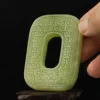 Pendants Old China Natural Jade Hand Carved statue flower pendant d8