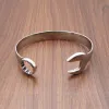 Bangles Free Shipping Punk Silver Color Stainless Steel Mechanical Intaglio Single Head Wrench Bangle Wristband For Men's Gift