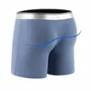 Cuecas longas pernas boxer tronco homens macio modal roupa interior u convexo bolsa calcinha esporte confortável calcinha lingerie casual shorts