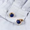 Cufflinks Lapis Lazuli Stone High Tower Serrated Stainless steel cufflink Tuxedo Shirt cufflinks