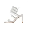 Sandals Summer Women's High-heeled Snake-shaped Winding Crystal Pendant Rhinestone Strap High Heels