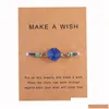 سوار سوار سوار راتنجات راتنج طبيعية الحجر مع Make a Wish Card Red Black Blue String Braiding Braiding for Men Women Dhzie