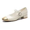 Dress Shoes Mixed Colors Gold/Silver Mary Janes Women Low Heels Ballerina Office Ladies Crystal Belt Buckle Pumps Femme Bridal Wedding