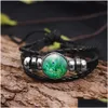 Chain Handmade Peacock Pattern Glass Dome Leather Bracelet For Women Men Buddhism Mtilayer Om Yoga Trendy Jewelry Gift Drop Delivery Dhltu