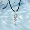 Hängen Eudora 925 Sterling Silver Ancient Egyptian Ankh Cross Necklace For Women Man Fine Snake Amulet Pendant Personality Jewelry Gift