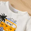 衣類セットベイビーボーイかわいい綿カジュアルセット半袖丸いネックビーチプリントTシャツココナッツツリーグラフィックショーツ