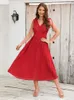 Abiti casual WYWMY Estate senza maniche pieghettato A Line Dress Ladies Sexy scollo a V Carro armato con lacci Elegante abito estivo da spiaggia Abiti da donna