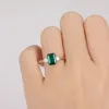 Rings cxsjeremy solide 14k geel goud 6*8mm lab Emerald verlovingsring drie stenen Moissanite trouwring voor vrouwen jubileumgeschenk