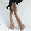 Spodnie damskie Capris 2023 Lampart Flare Pants Woman Elastic Bell Domowe spodnie żeńskim streetwear