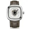 Herren Luxus Uhre Leder Band Square Uhren Sport lässig leuchtend wasserdichte Männer automatische mechanische Armbanduhren 234H
